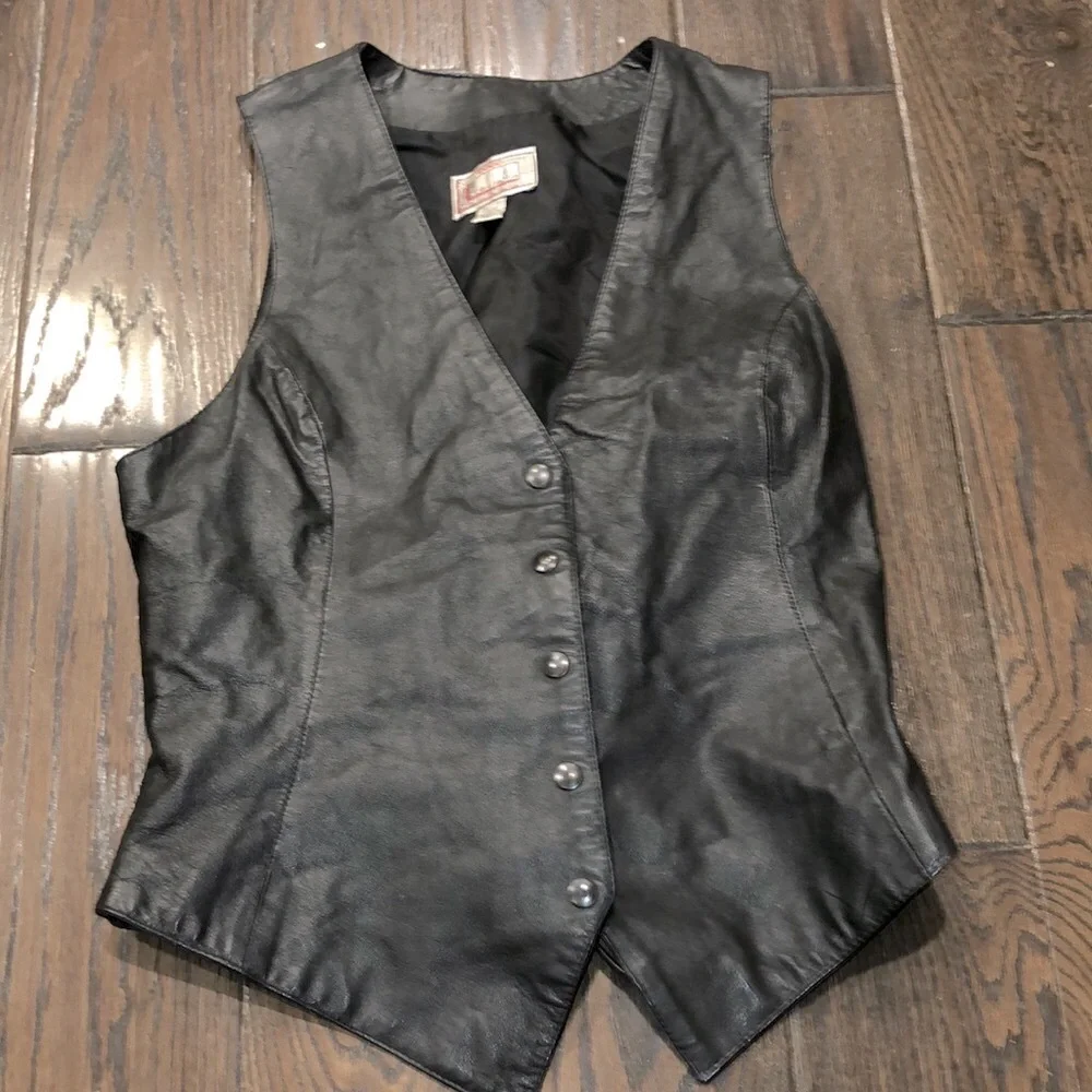 Vintage leather vest size medium with lace up back detail - Picture 1 of 5
